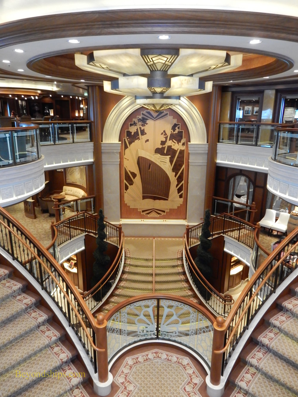 Grand lobby of cruise ship Queen Elizabeth