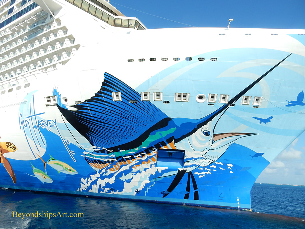 Portion of the hull art on Norwegian Escape by Guy Harvey