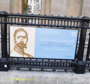 Sign for the Encounter art exhibit at the National Portrait Gallery, London