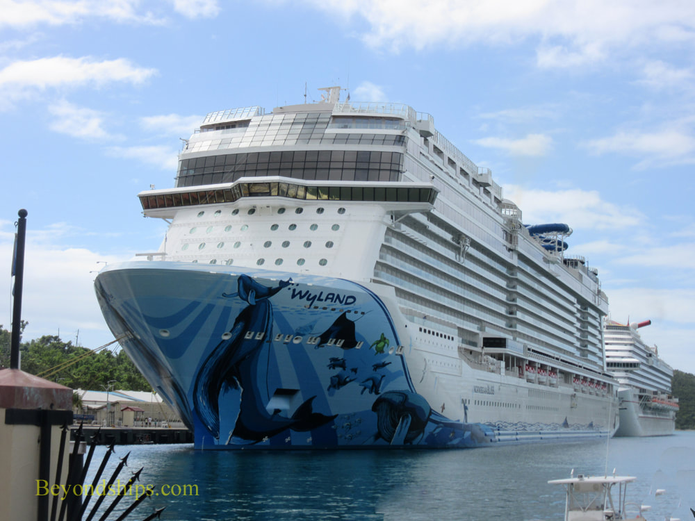 Cruise ship Norwegian Bliss with hull mural by Wyland.